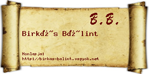 Birkás Bálint névjegykártya