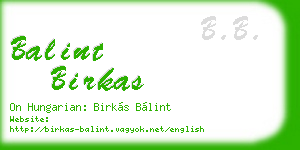 balint birkas business card