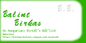 balint birkas business card